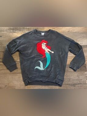 Disney Dark Gray Branded Crewneck Sweatshirt size Small S women’s Walt mermaid